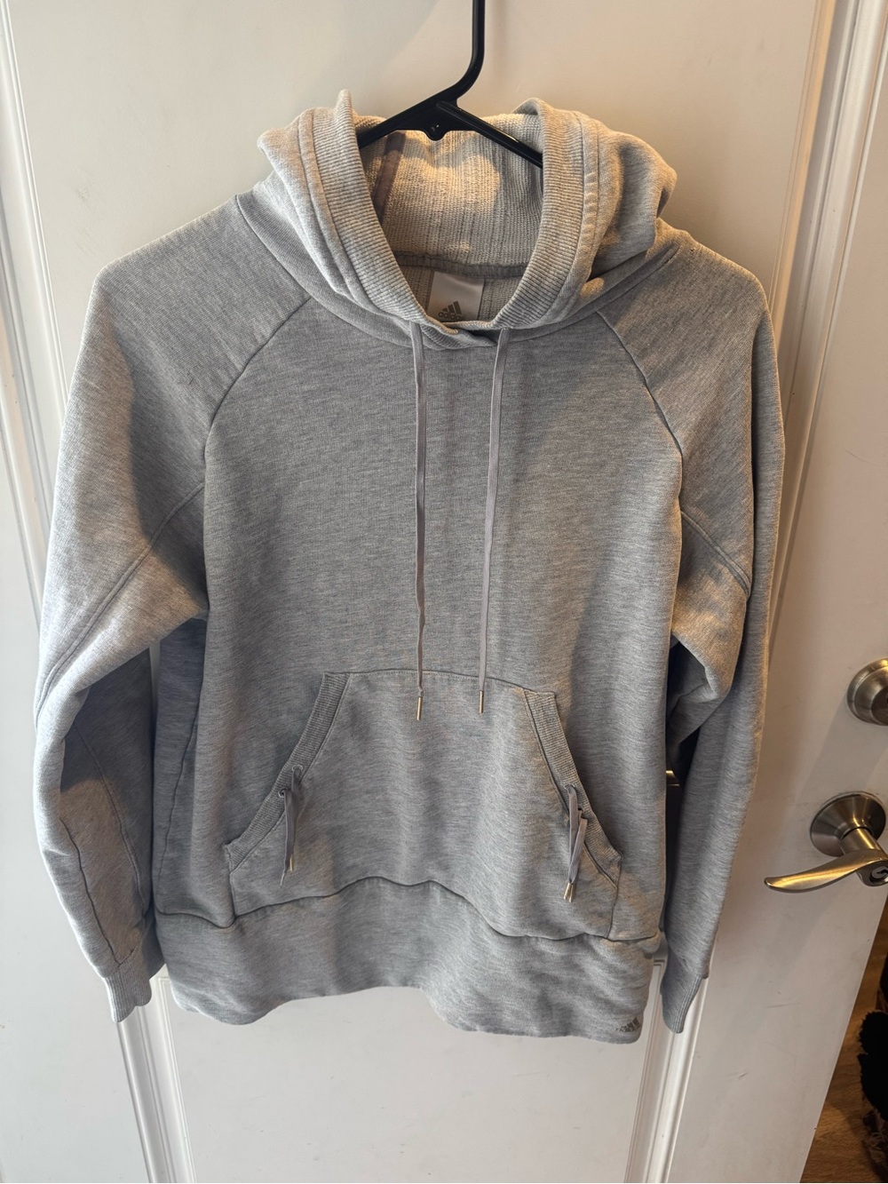 adidas Men's Light Gray Crewneck Hoodie Pullover